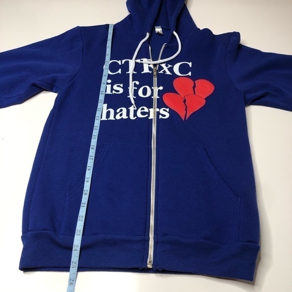 RARE Original CTFxC Is For Haters Blue Heart Zipup Fleece Lined Hoodie Sweater - Picture 13 of 13